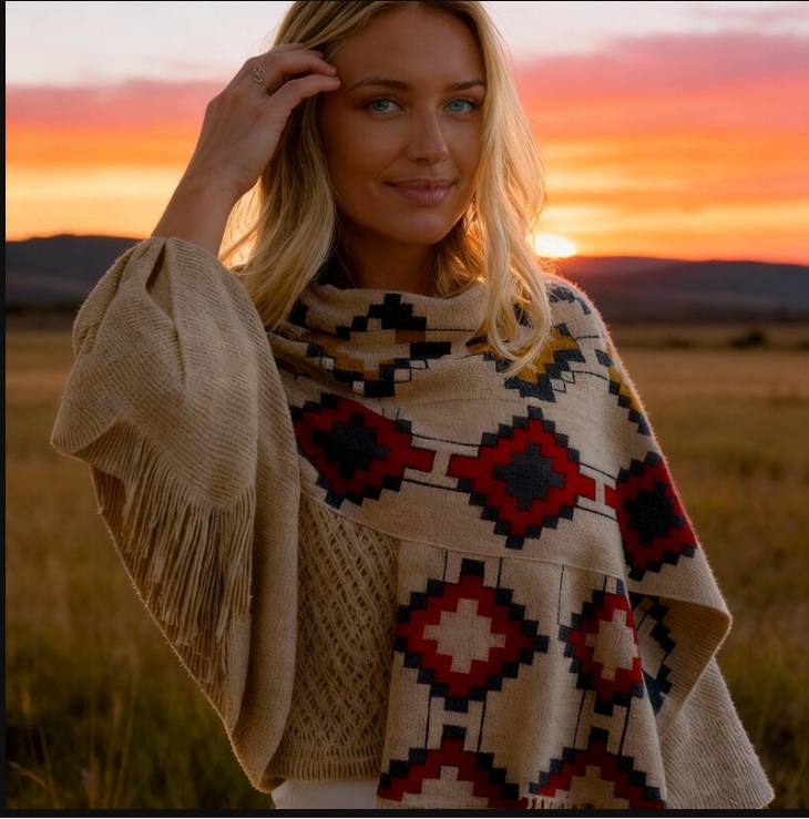 Ruana - Lana Tejida -